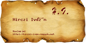 Hirczi Iván névjegykártya